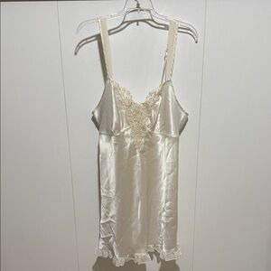 Linea Donatella Cream Satin Chemise with Lace Detail